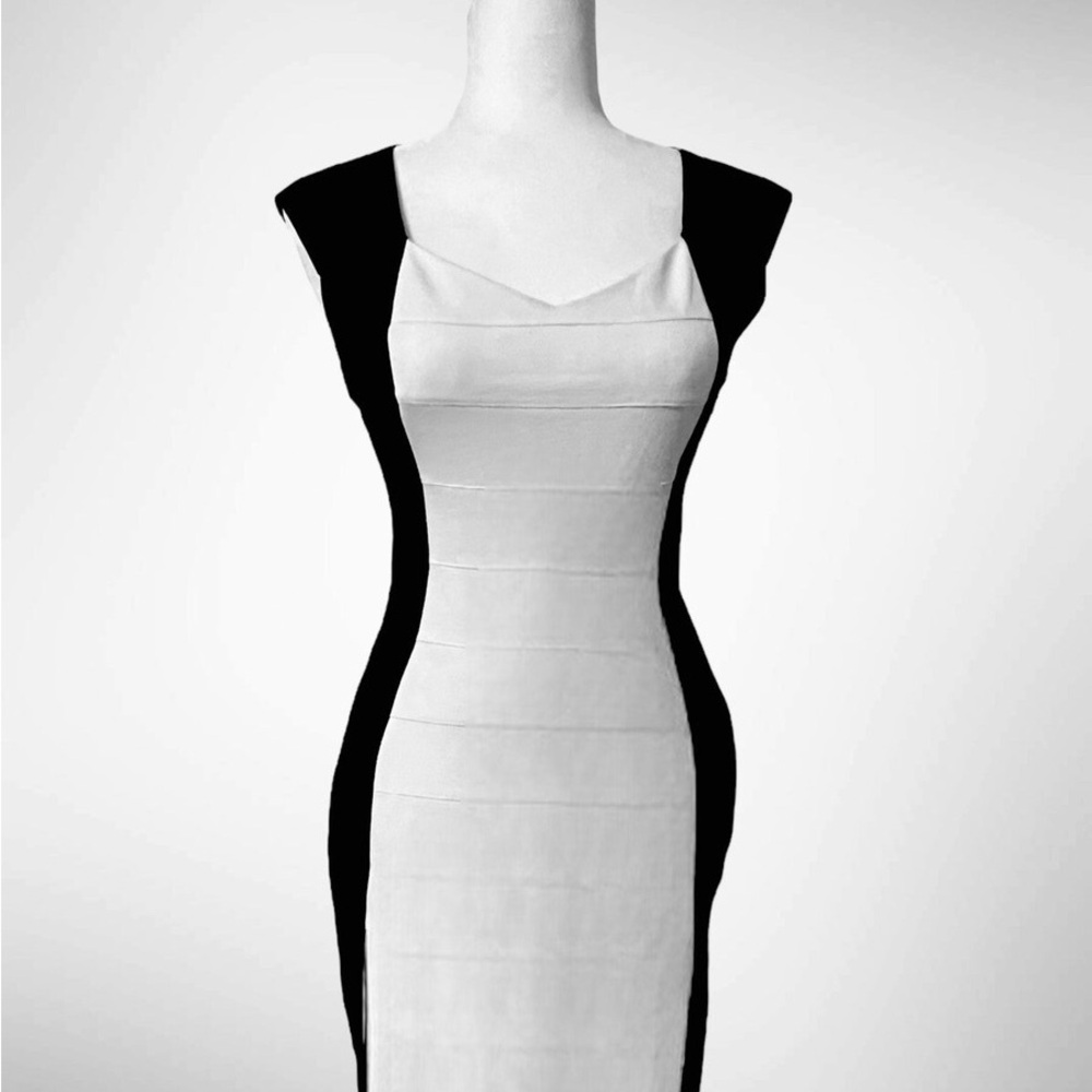 Express Black and White Keyhole Back Mini Dress
